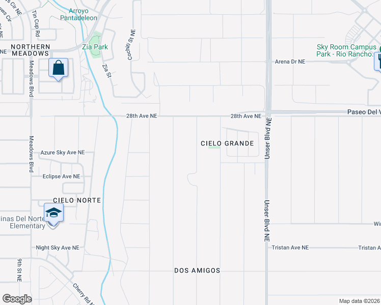 map of restaurants, bars, coffee shops, grocery stores, and more near 2283 Dawson Drive Northeast in Rio Rancho