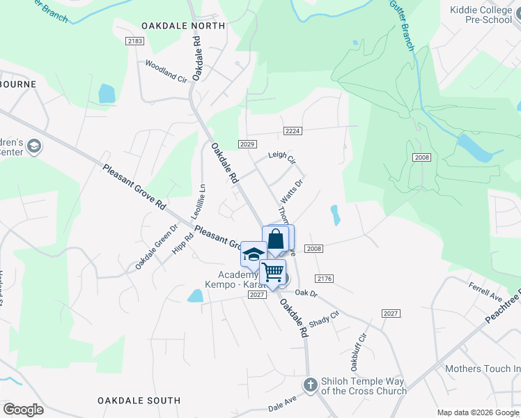map of restaurants, bars, coffee shops, grocery stores, and more near 2024 Oakdale Road in Charlotte