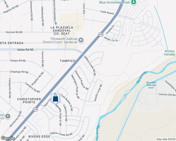 map of restaurants, bars, coffee shops, grocery stores, and more near 2586 Shavano Peak Drive Northeast in Rio Rancho