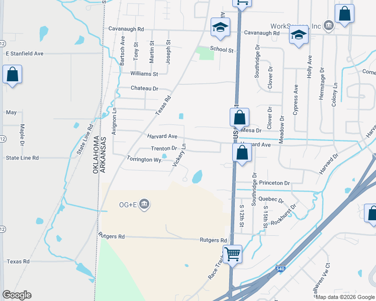 map of restaurants, bars, coffee shops, grocery stores, and more near 815 Trenton Drive in Fort Smith