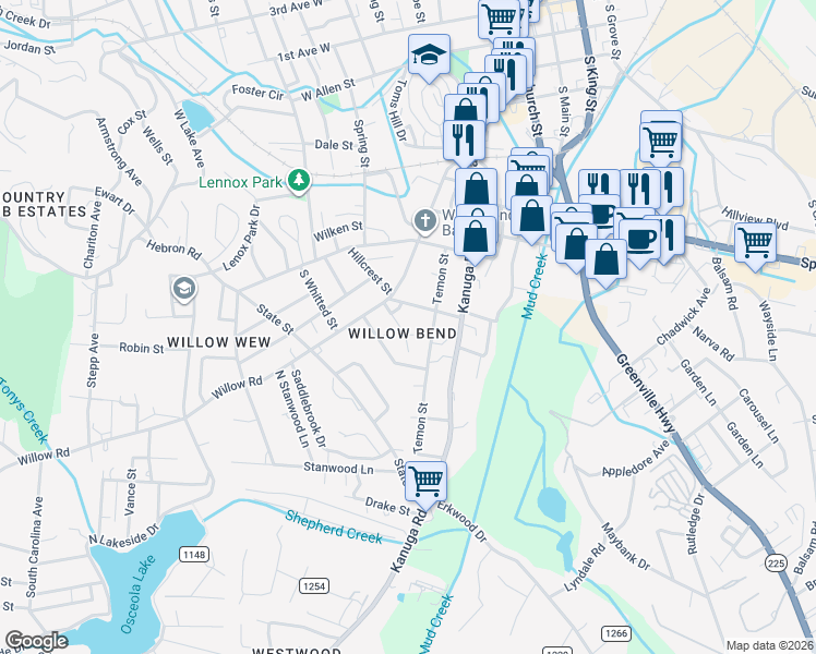 map of restaurants, bars, coffee shops, grocery stores, and more near in Hendersonville