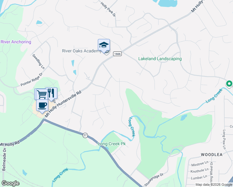 map of restaurants, bars, coffee shops, grocery stores, and more near 10918 Falls Branch Lane in Charlotte