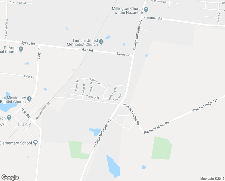 map of restaurants, bars, coffee shops, grocery stores, and more near 6539 Annie Lee Street in Millington