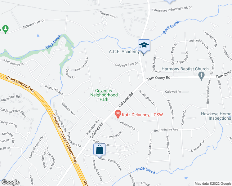 map of restaurants, bars, coffee shops, grocery stores, and more near 7860 Cotswold Court in Charlotte