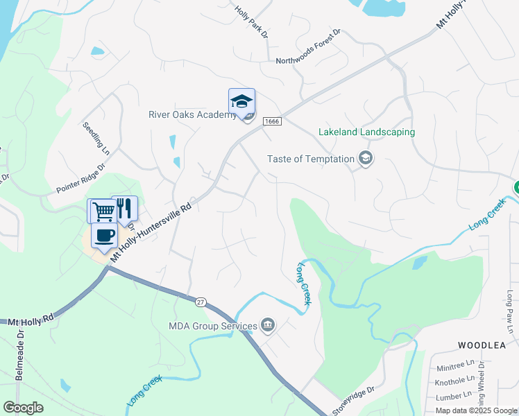 map of restaurants, bars, coffee shops, grocery stores, and more near 10918 Falls Branch Lane in Charlotte