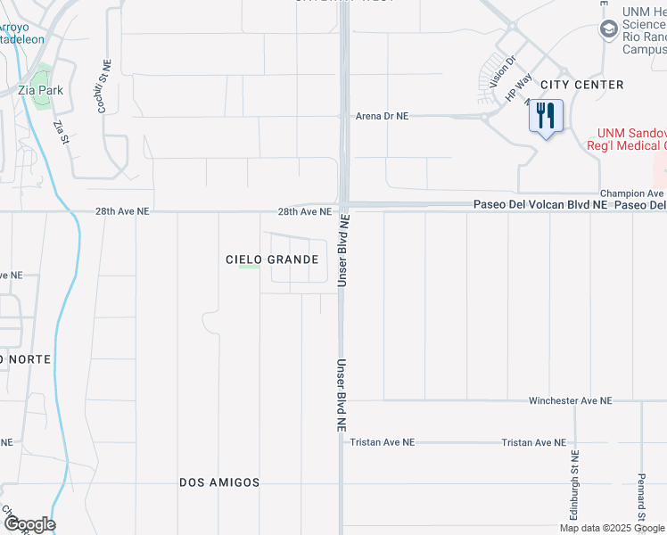 map of restaurants, bars, coffee shops, grocery stores, and more near 1868 Mesa Grande Loop Northeast in Rio Rancho