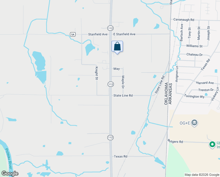 map of restaurants, bars, coffee shops, grocery stores, and more near 130 Oklahoma 112 in Pocola