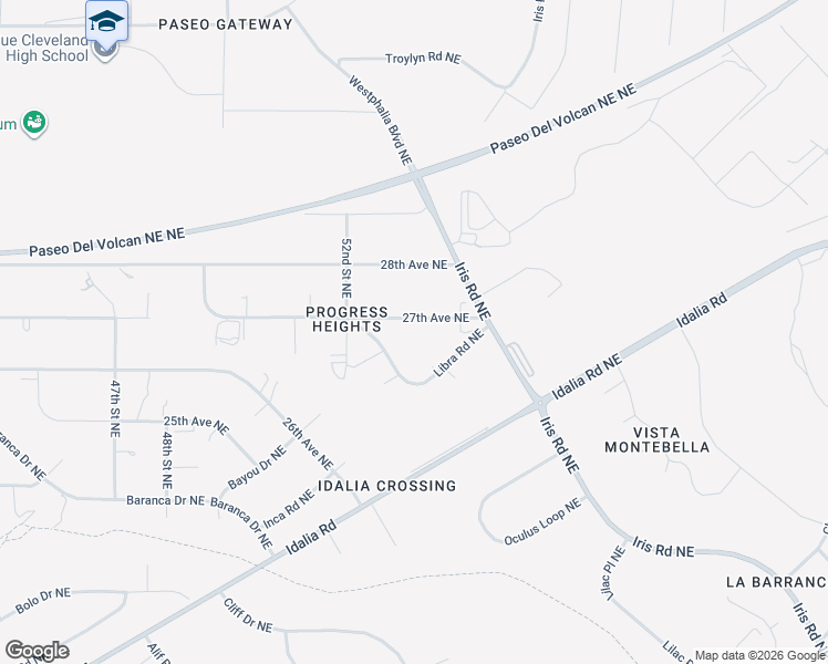 map of restaurants, bars, coffee shops, grocery stores, and more near 5150 27th Avenue Northeast in Rio Rancho