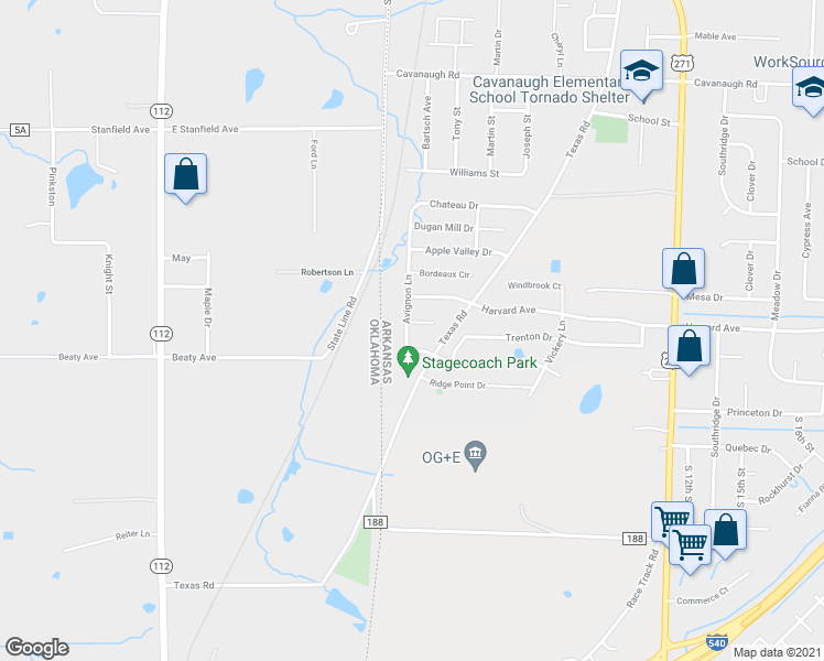 map of restaurants, bars, coffee shops, grocery stores, and more near 302 Tremont Circle in Fort Smith