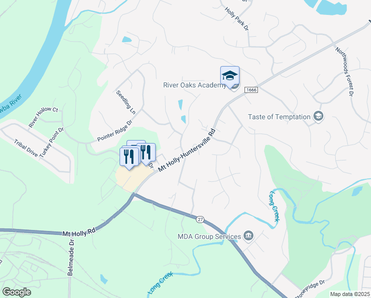 map of restaurants, bars, coffee shops, grocery stores, and more near 500 Pawley Drive in Charlotte