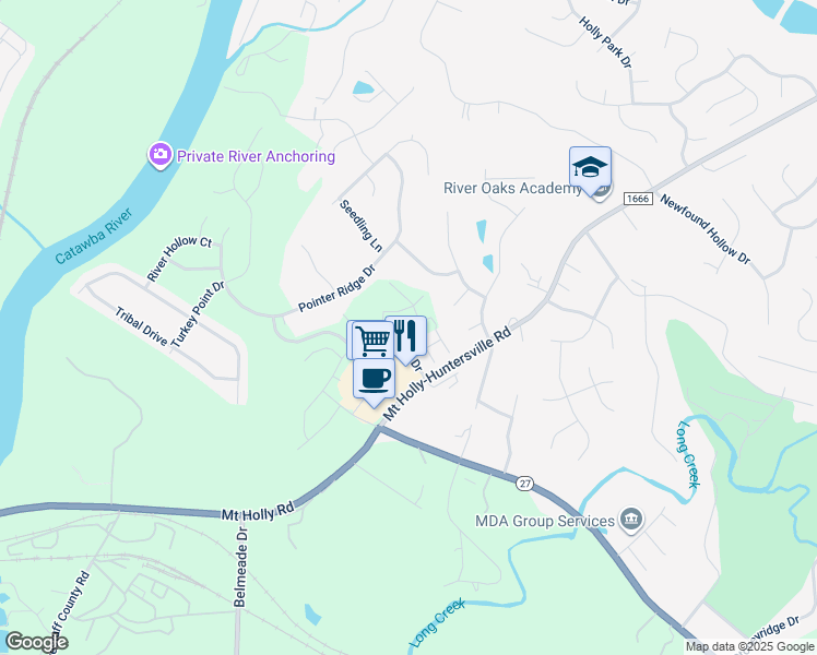 map of restaurants, bars, coffee shops, grocery stores, and more near 9663 Drains Bay Court in Charlotte