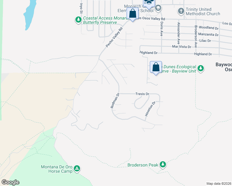 map of restaurants, bars, coffee shops, grocery stores, and more near 2703 Rodman Drive in Baywood-Los Osos