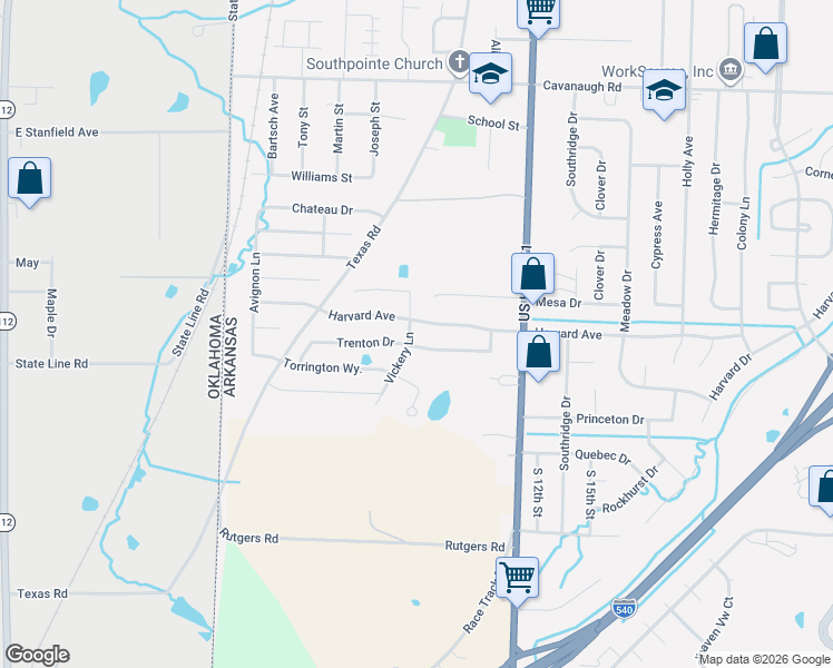 map of restaurants, bars, coffee shops, grocery stores, and more near 815 Trenton Drive in Fort Smith
