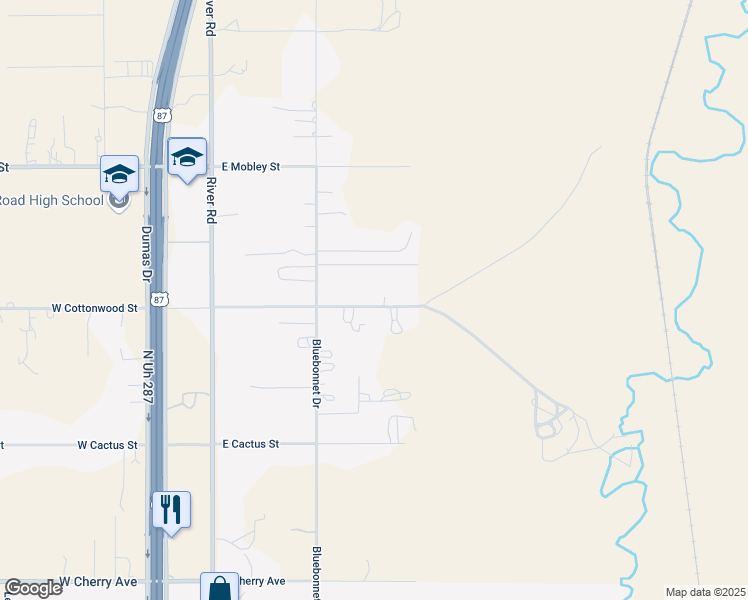map of restaurants, bars, coffee shops, grocery stores, and more near 214 East Cottonwood Avenue in Amarillo