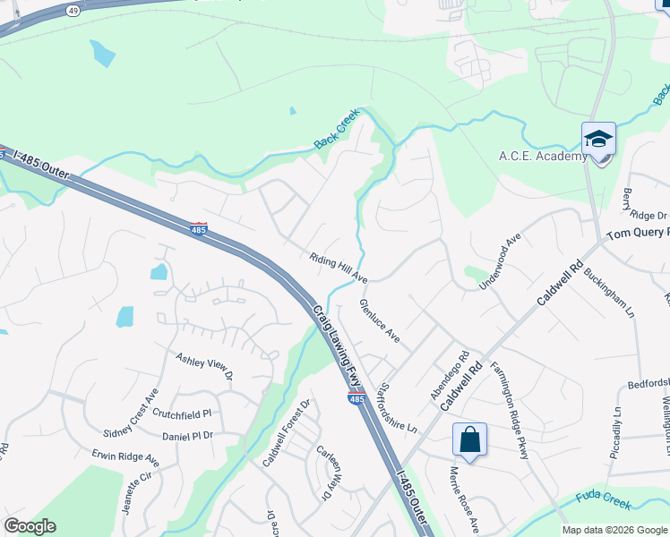 map of restaurants, bars, coffee shops, grocery stores, and more near 4004 Merseyside Court in Charlotte