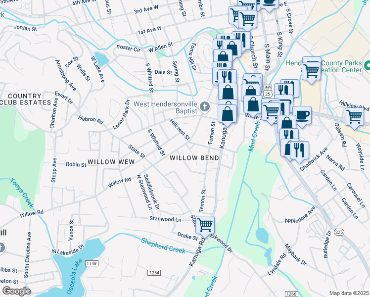 map of restaurants, bars, coffee shops, grocery stores, and more near in Hendersonville