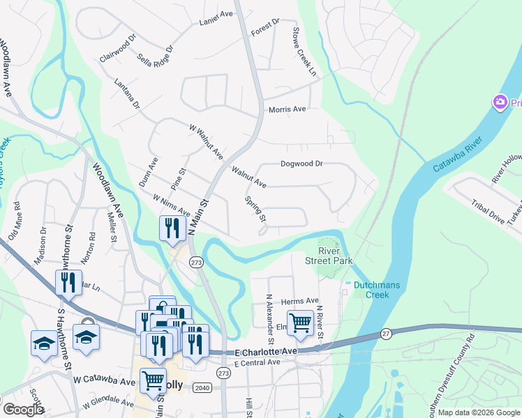map of restaurants, bars, coffee shops, grocery stores, and more near 302 Gaston Avenue in Mount Holly