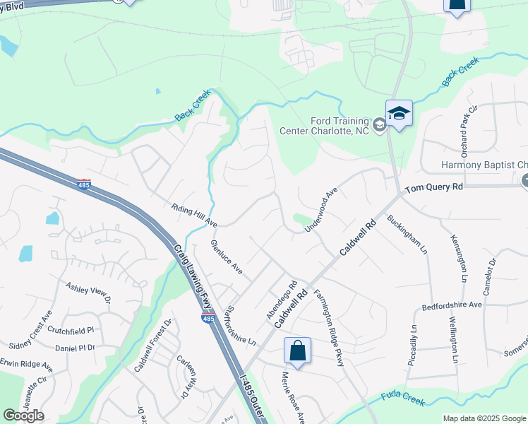 map of restaurants, bars, coffee shops, grocery stores, and more near 4030 Evelyn Avenue in Charlotte