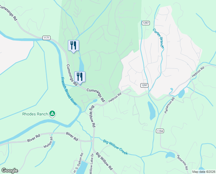 map of restaurants, bars, coffee shops, grocery stores, and more near 268 Whistlewood Lane in Hendersonville