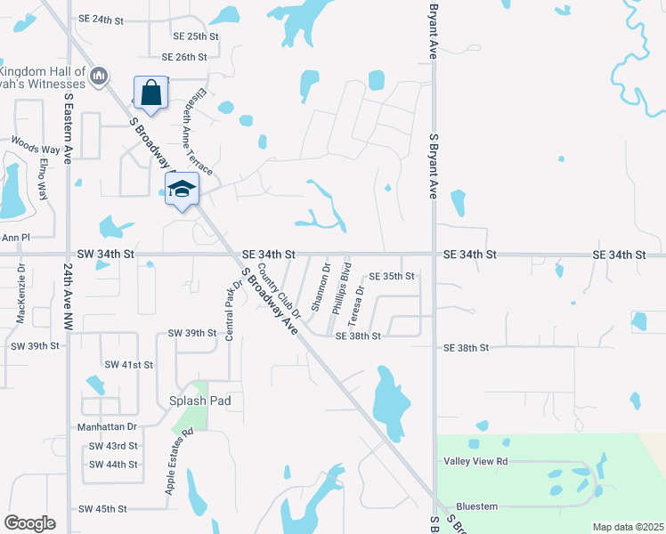 map of restaurants, bars, coffee shops, grocery stores, and more near 3504 Shannon Drive in Moore
