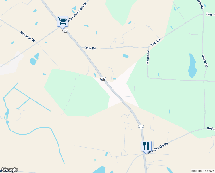 map of restaurants, bars, coffee shops, grocery stores, and more near North Carolina 242 in Benson