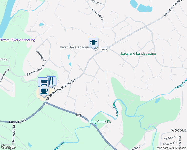 map of restaurants, bars, coffee shops, grocery stores, and more near 814 Mount Holly-Huntersville Road in Charlotte