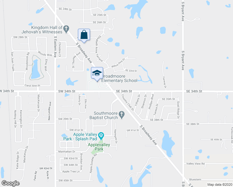 map of restaurants, bars, coffee shops, grocery stores, and more near 100 Southeast 34th Street in Oklahoma City