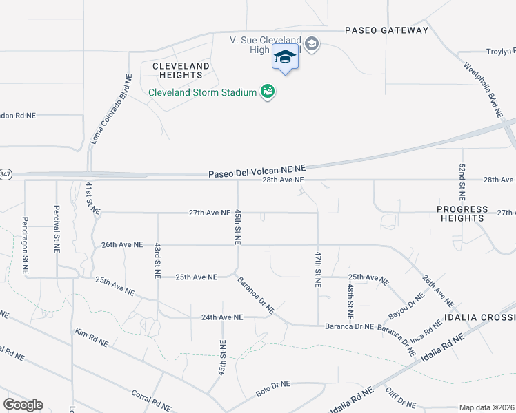 map of restaurants, bars, coffee shops, grocery stores, and more near 4517 27th Avenue Northeast in Rio Rancho