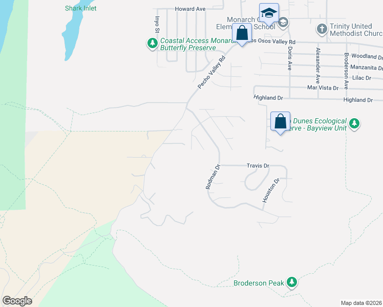 map of restaurants, bars, coffee shops, grocery stores, and more near 200 Madera Street in Baywood-Los Osos