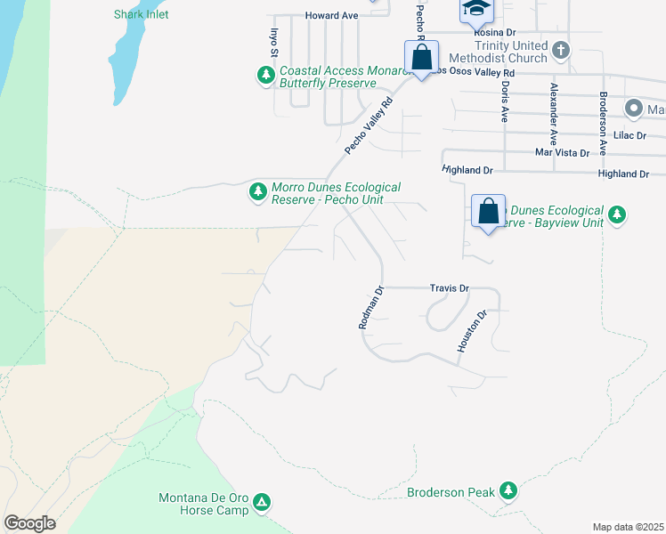 map of restaurants, bars, coffee shops, grocery stores, and more near 200 Madera Street in Baywood-Los Osos