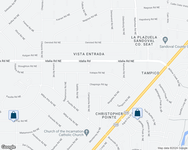map of restaurants, bars, coffee shops, grocery stores, and more near 6812 Vatapa Road Northeast in Rio Rancho