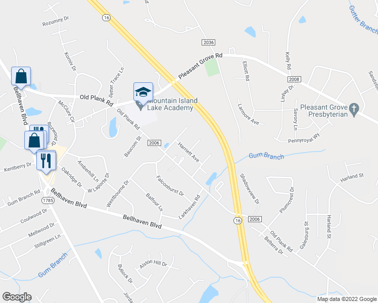 map of restaurants, bars, coffee shops, grocery stores, and more near 8100 Harriett Avenue in Charlotte
