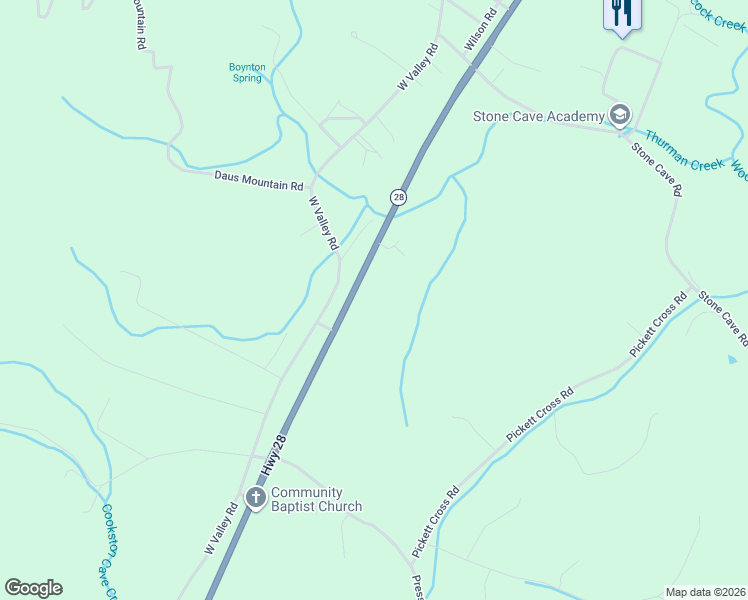 map of restaurants, bars, coffee shops, grocery stores, and more near 2878 Tennessee 28 in Whitwell