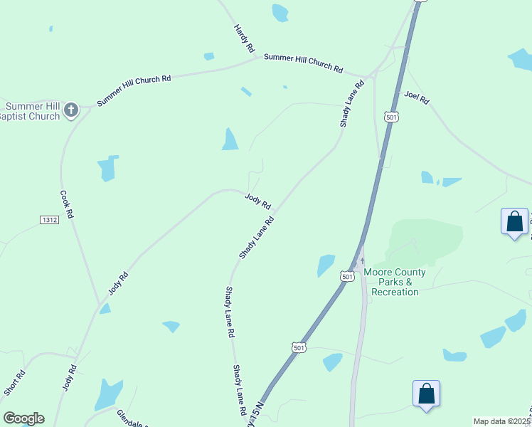 map of restaurants, bars, coffee shops, grocery stores, and more near 422 Shady Lane Road in Carthage