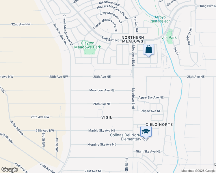 map of restaurants, bars, coffee shops, grocery stores, and more near 771 Moonbow Avenue Northeast in Rio Rancho