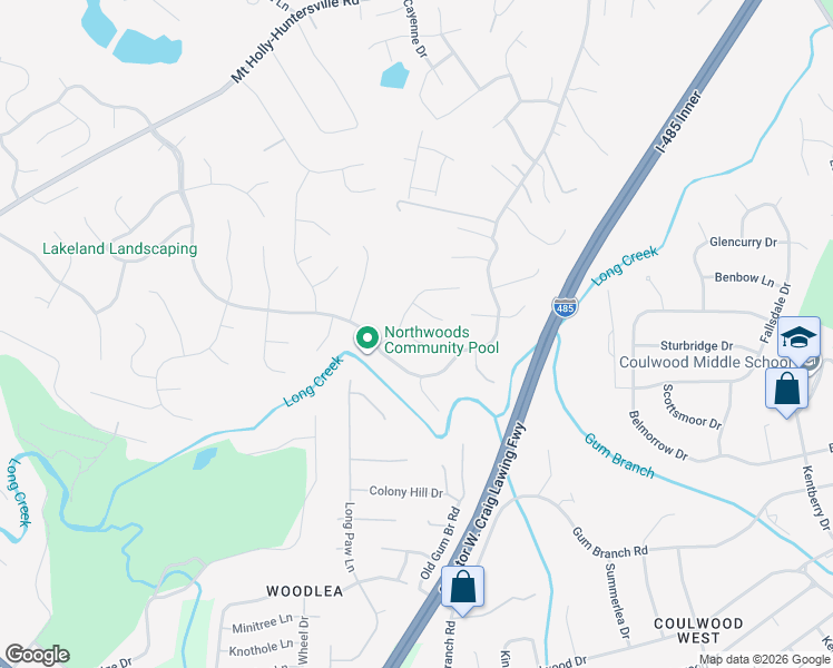 map of restaurants, bars, coffee shops, grocery stores, and more near 10124 Sparkling Brook Court in Charlotte