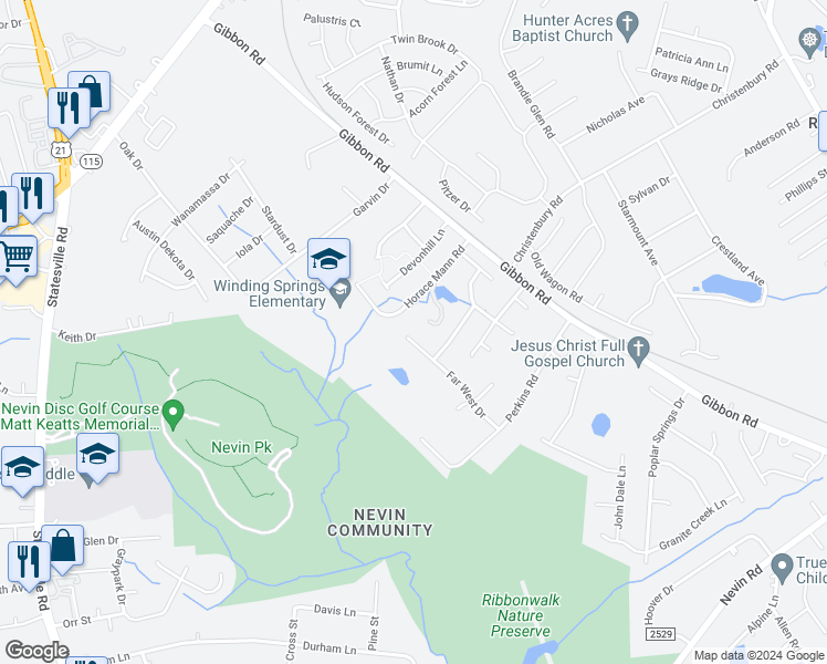 map of restaurants, bars, coffee shops, grocery stores, and more near 4026 Far West Drive in Charlotte