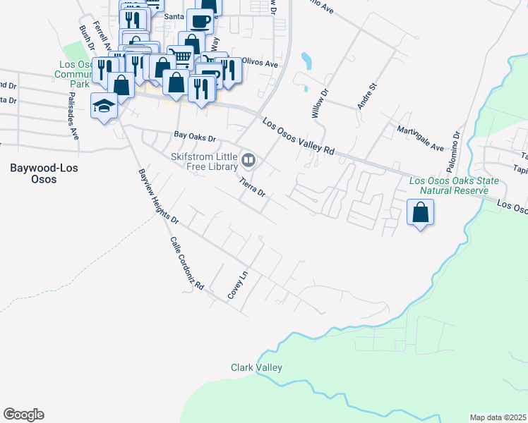 map of restaurants, bars, coffee shops, grocery stores, and more near 1420 Las Encinas Drive in Baywood-Los Osos