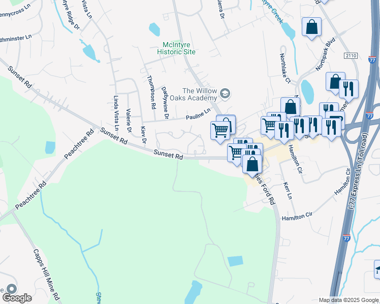 map of restaurants, bars, coffee shops, grocery stores, and more near 3837 Glenlea Commons Drive in Charlotte