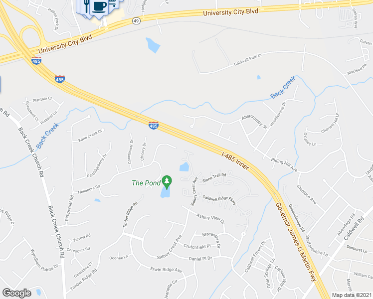 map of restaurants, bars, coffee shops, grocery stores, and more near 10906 Stone Trail Road in Charlotte