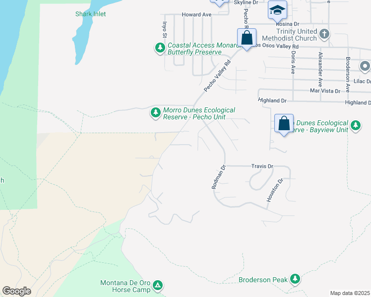 map of restaurants, bars, coffee shops, grocery stores, and more near 2630 Pecho Valley Road in Baywood-Los Osos