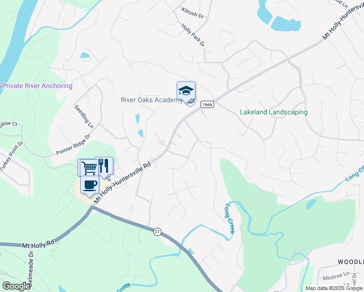 map of restaurants, bars, coffee shops, grocery stores, and more near 814 Mount Holly-Huntersville Road in Charlotte