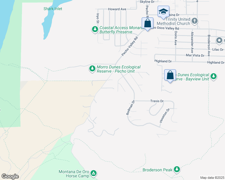 map of restaurants, bars, coffee shops, grocery stores, and more near 2630 Pecho Valley Road in Baywood-Los Osos