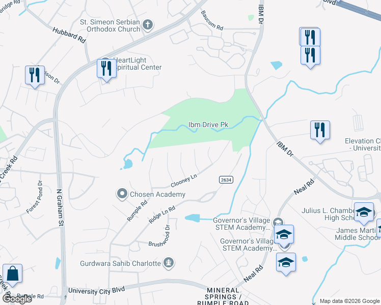 map of restaurants, bars, coffee shops, grocery stores, and more near 7101 Davis Forest Ln in Charlotte