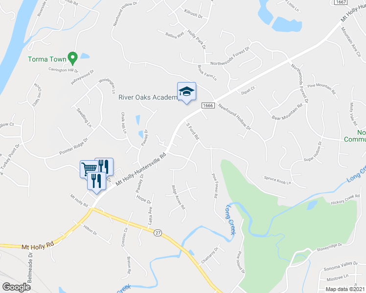 map of restaurants, bars, coffee shops, grocery stores, and more near 814 Mount Holly-Huntersville Road in Charlotte