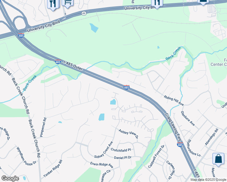map of restaurants, bars, coffee shops, grocery stores, and more near 10906 Stone Trail Road in Charlotte