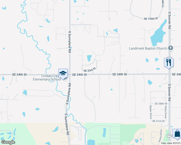map of restaurants, bars, coffee shops, grocery stores, and more near 3228 Southeast 33RD Street in Oklahoma City