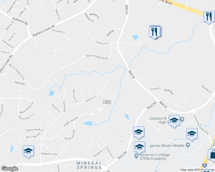 map of restaurants, bars, coffee shops, grocery stores, and more near 1405 Clooney Lane in Charlotte