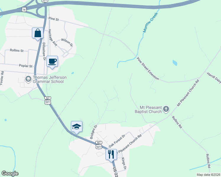 map of restaurants, bars, coffee shops, grocery stores, and more near 189 Vickers Street in Forest City