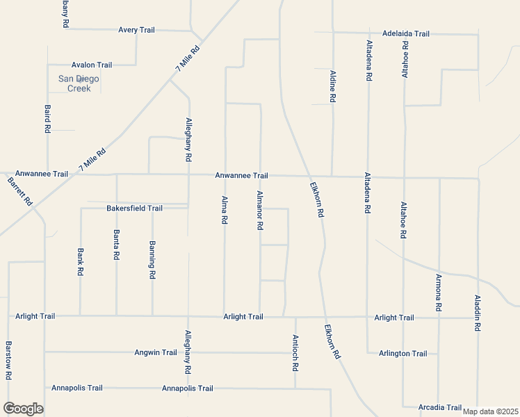 map of restaurants, bars, coffee shops, grocery stores, and more near Almanor Road in San Luis Obispo County